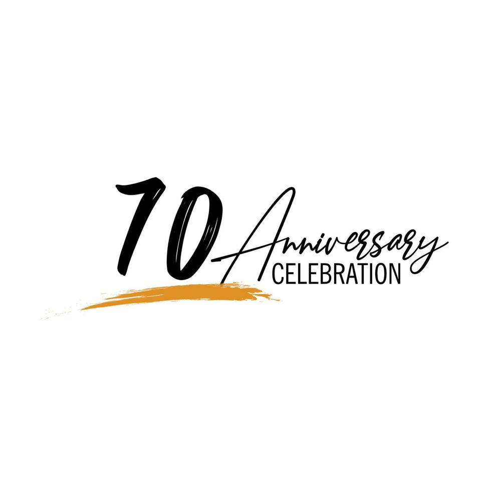 70 year anniversary celebration logo design with black color isolated font and yellow color on white background vector