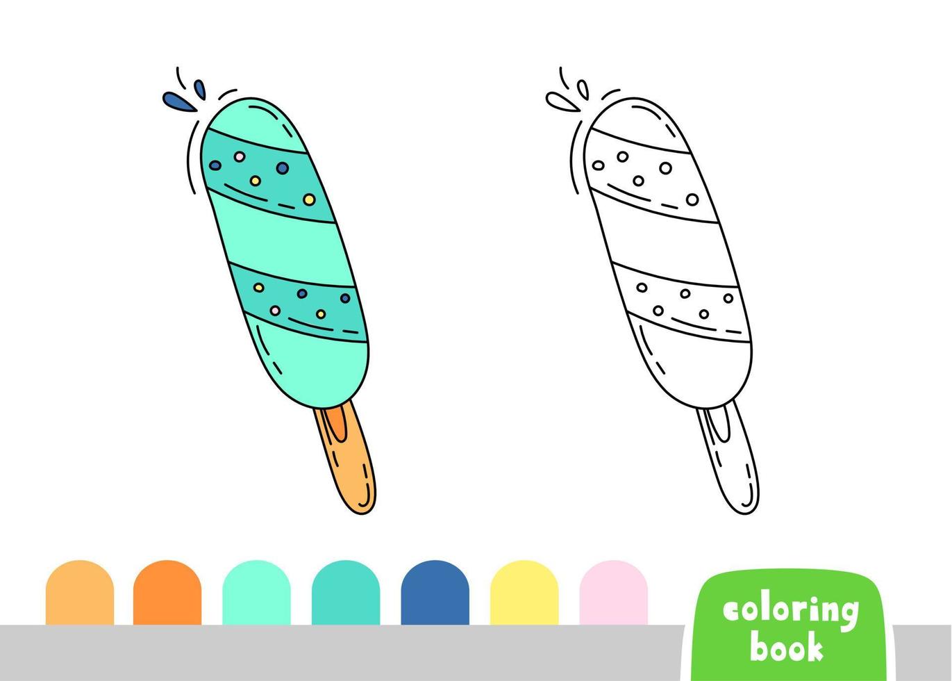 colorante libro para niños hielo crema paleta de hielo página para libros revistas vector ilustración modelo