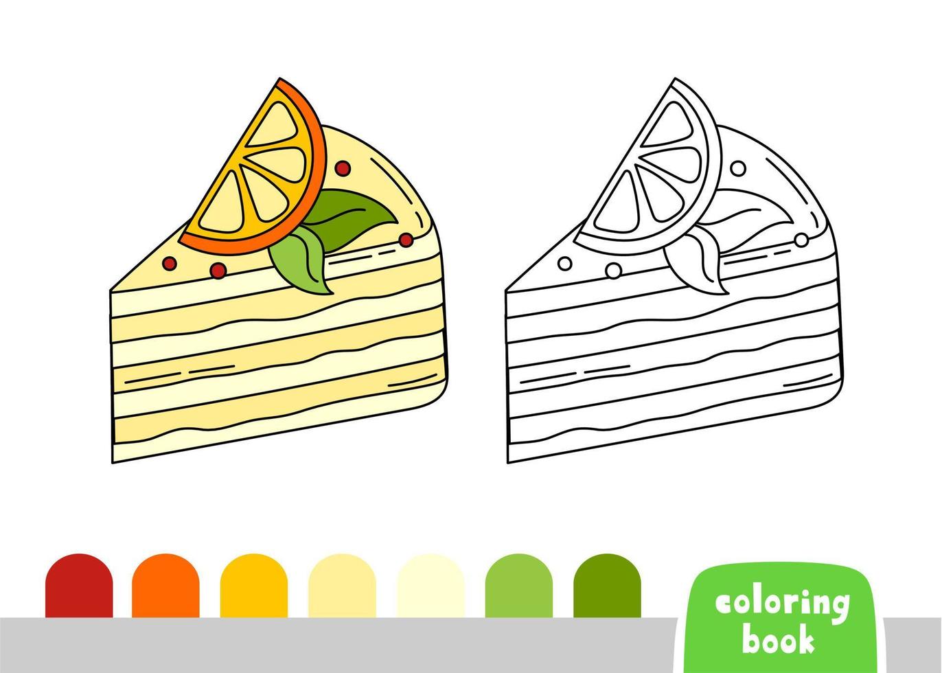 Coloring Book for Kids Cake Page for Books Magazines Vector Illustration Template