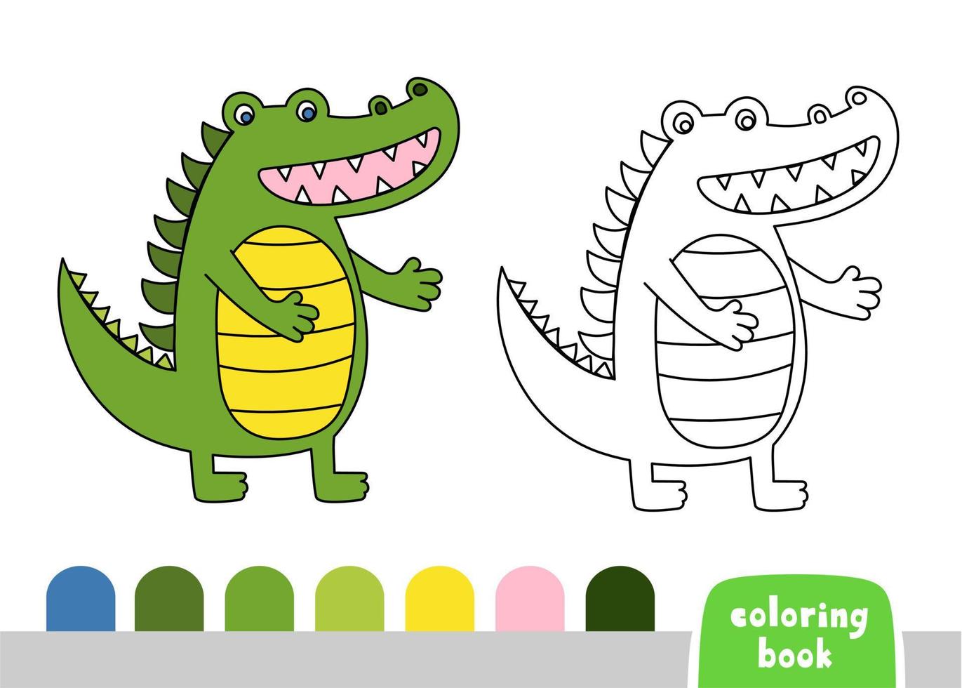 Coloring Book for Kids Crocodile Page for Books Magazines Vector Illustration Template