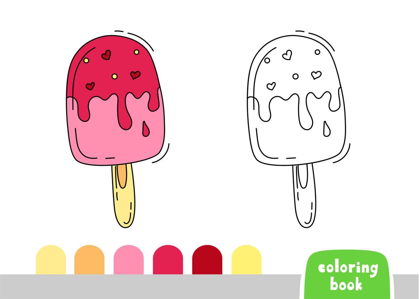 Coloring Book for Kids Ice Cream Popsicle Page for books Magazines Vector Illustration Template