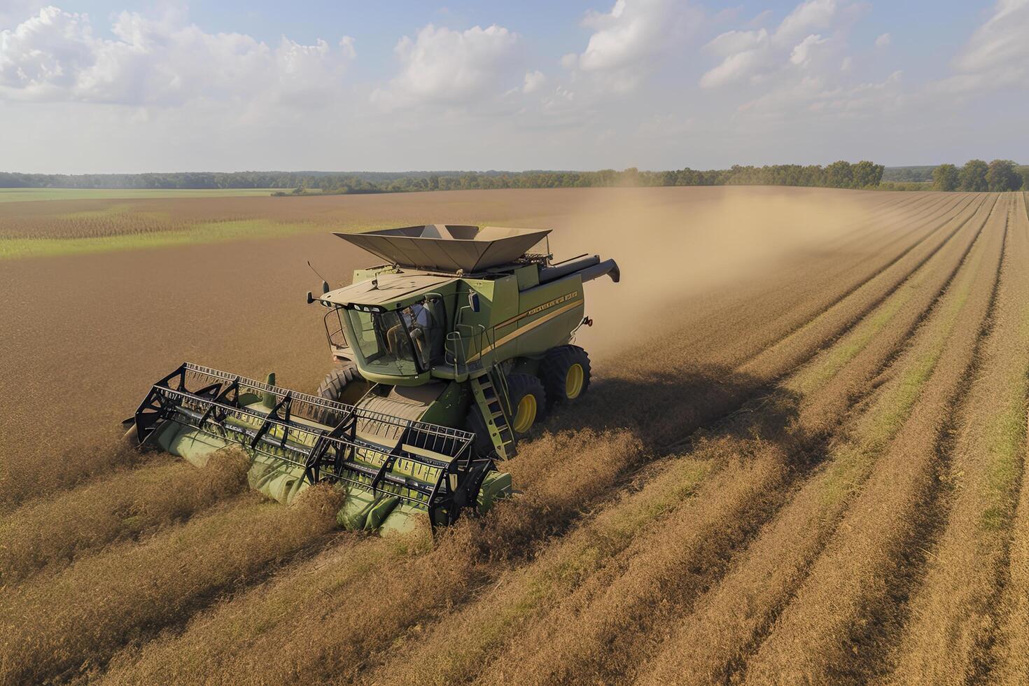 cosecha de haba de soja campo con combinar.generativo ai foto