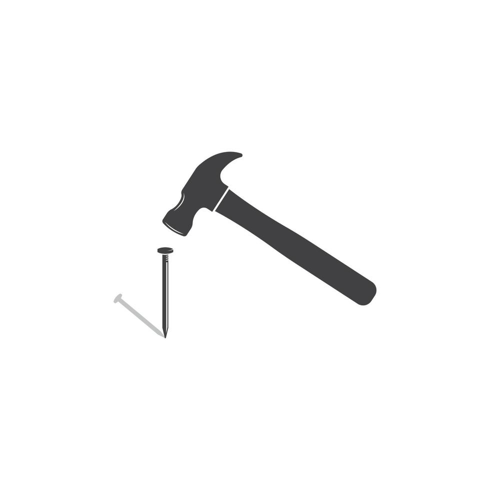 hummer and metal nail  icon logo vector illustration design