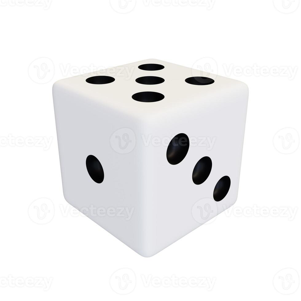 White plastic game dice. White realistic game cube. photo