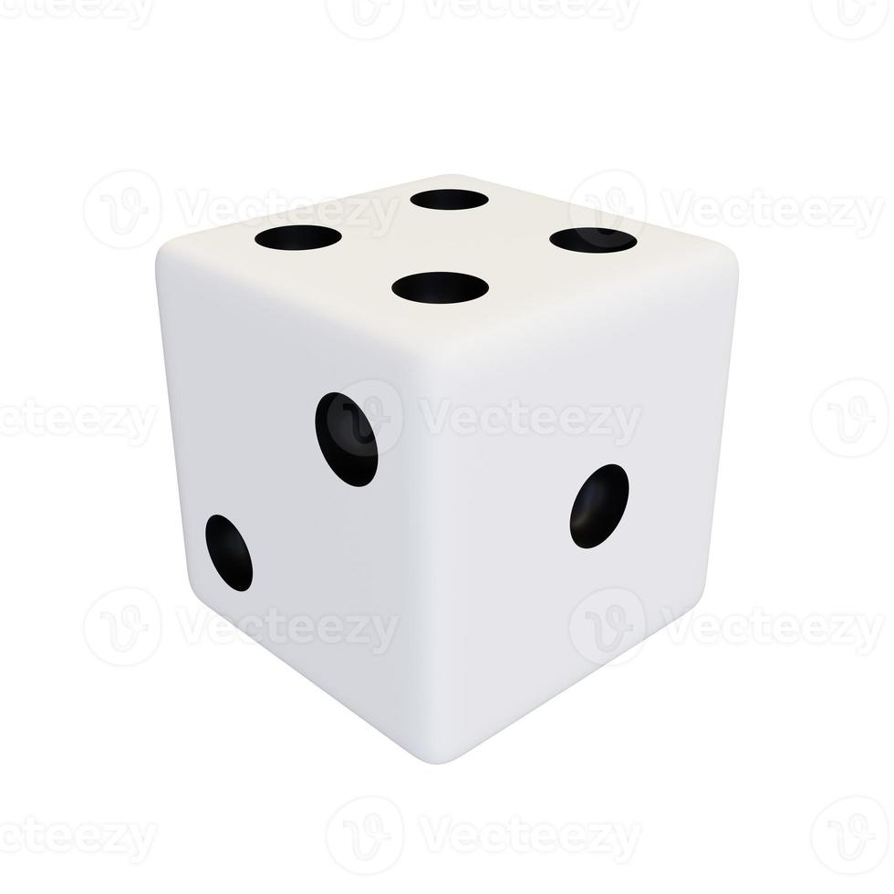 White plastic game dice. White realistic game cube. photo