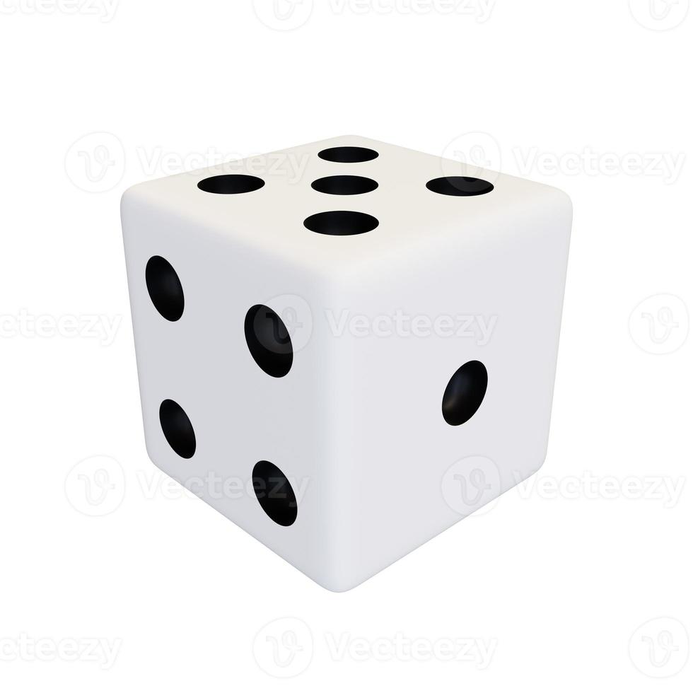 White plastic game dice. White realistic game cube. photo