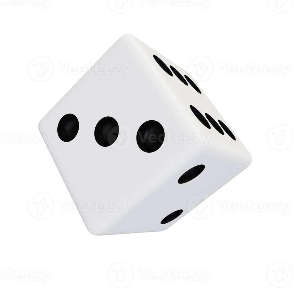 White plastic dice. White realistic game cube. photo