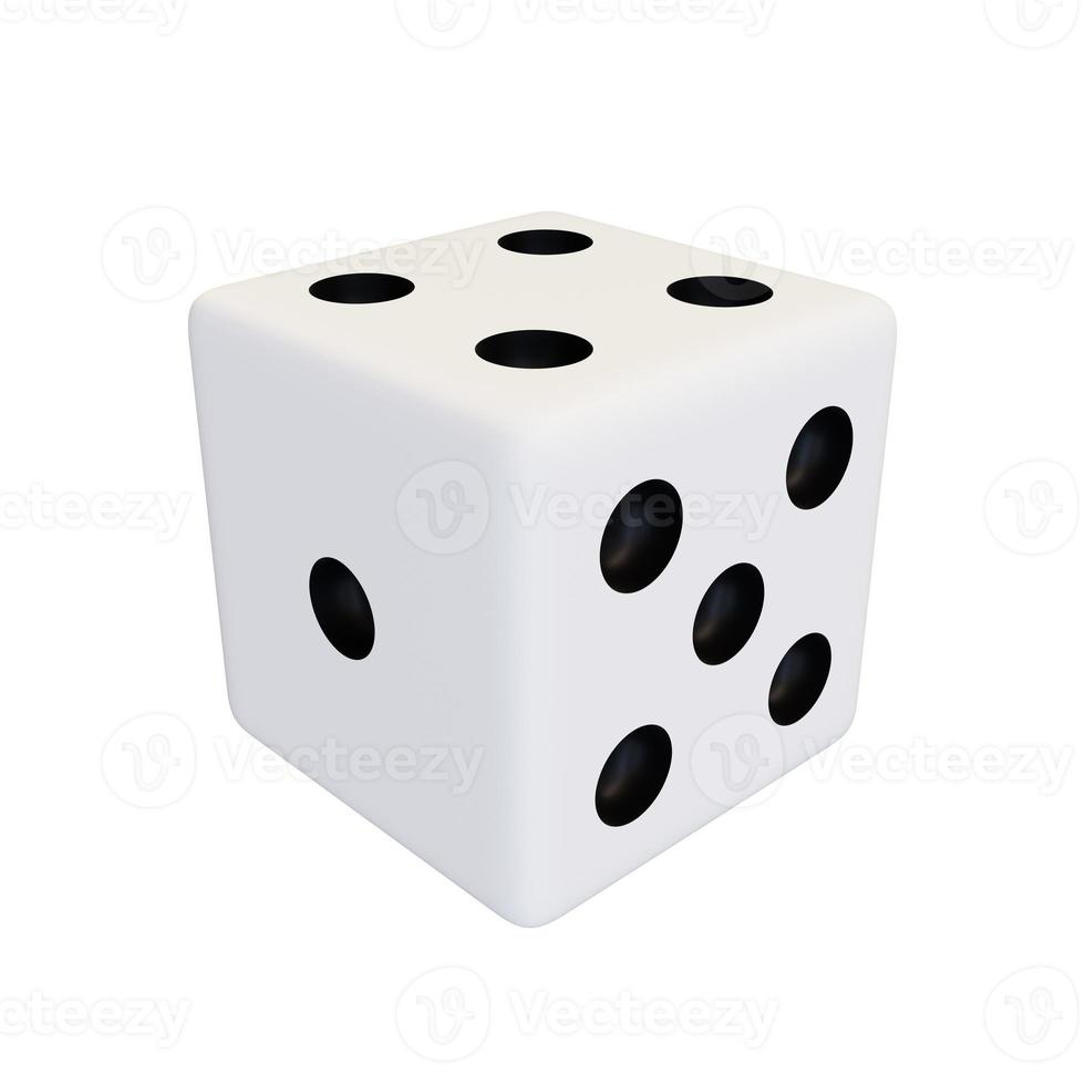 White plastic dice. White realistic game cube. photo