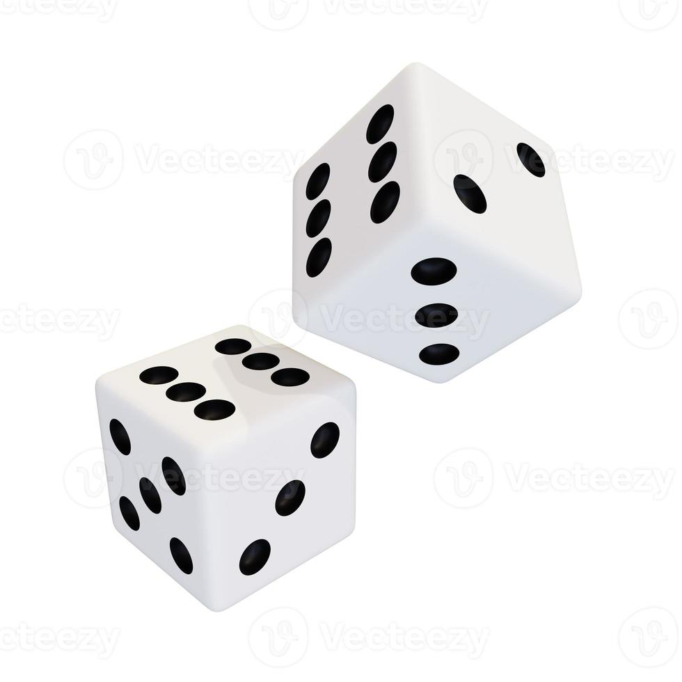 White plastic dice. White realistic game cube. photo