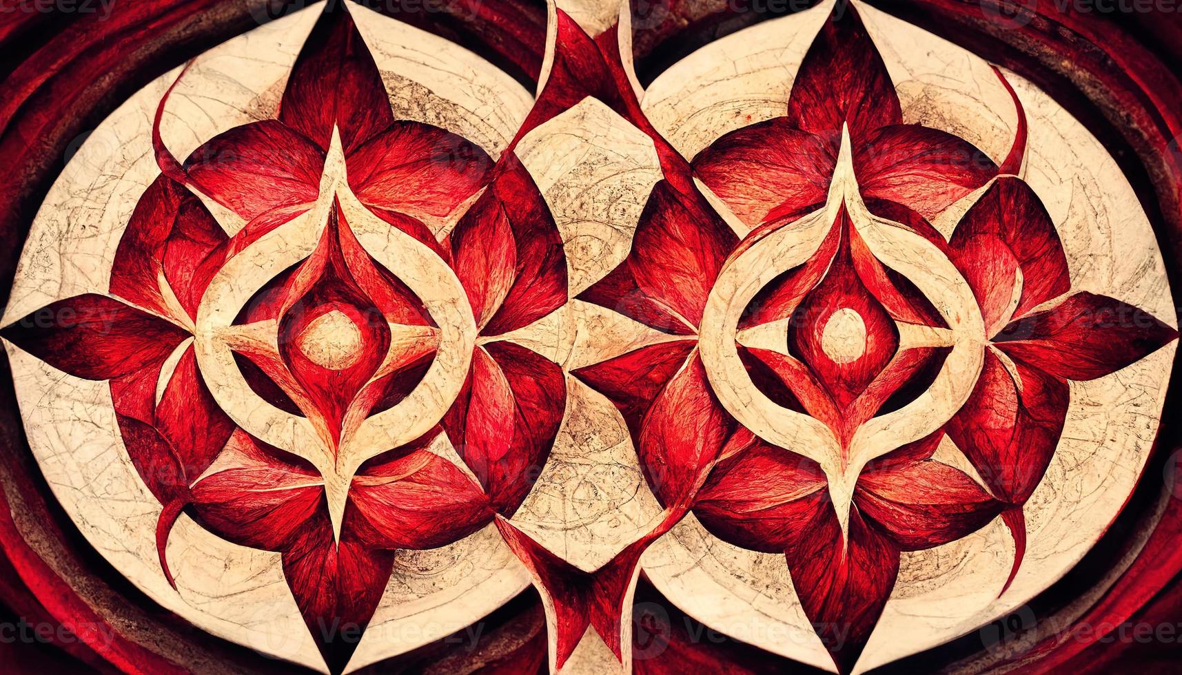 Red amulet, mandala. AI render. photo