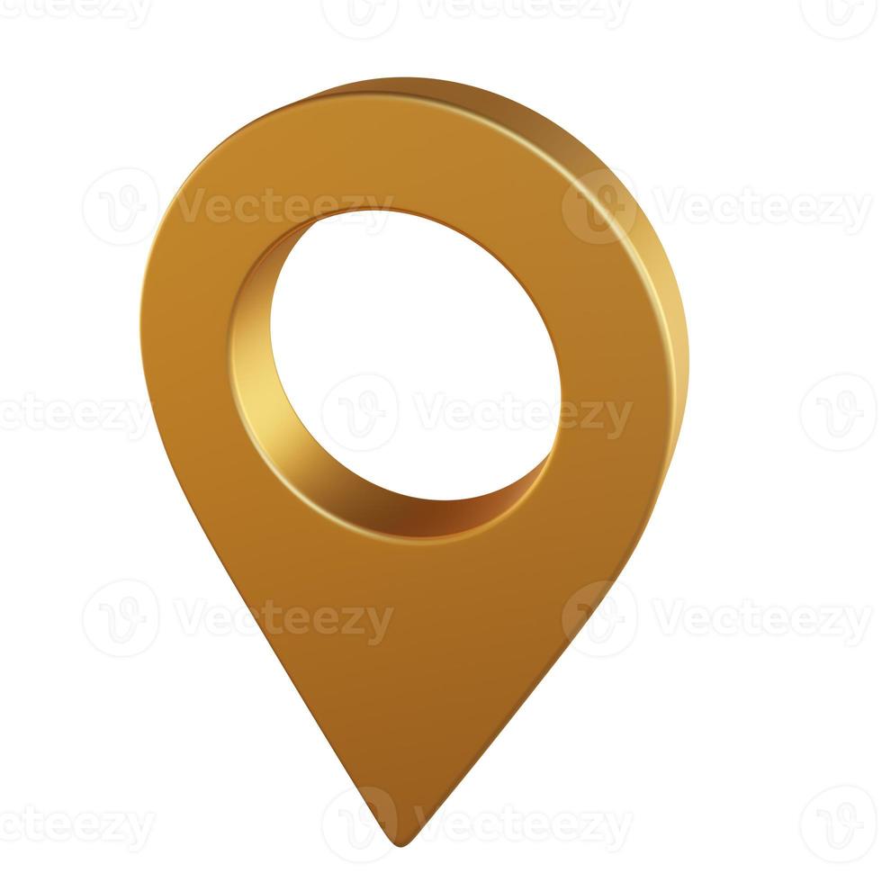 Gold location tag. Gold map pin. photo