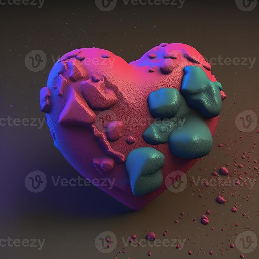 Plastic heart postcard. AI render photo