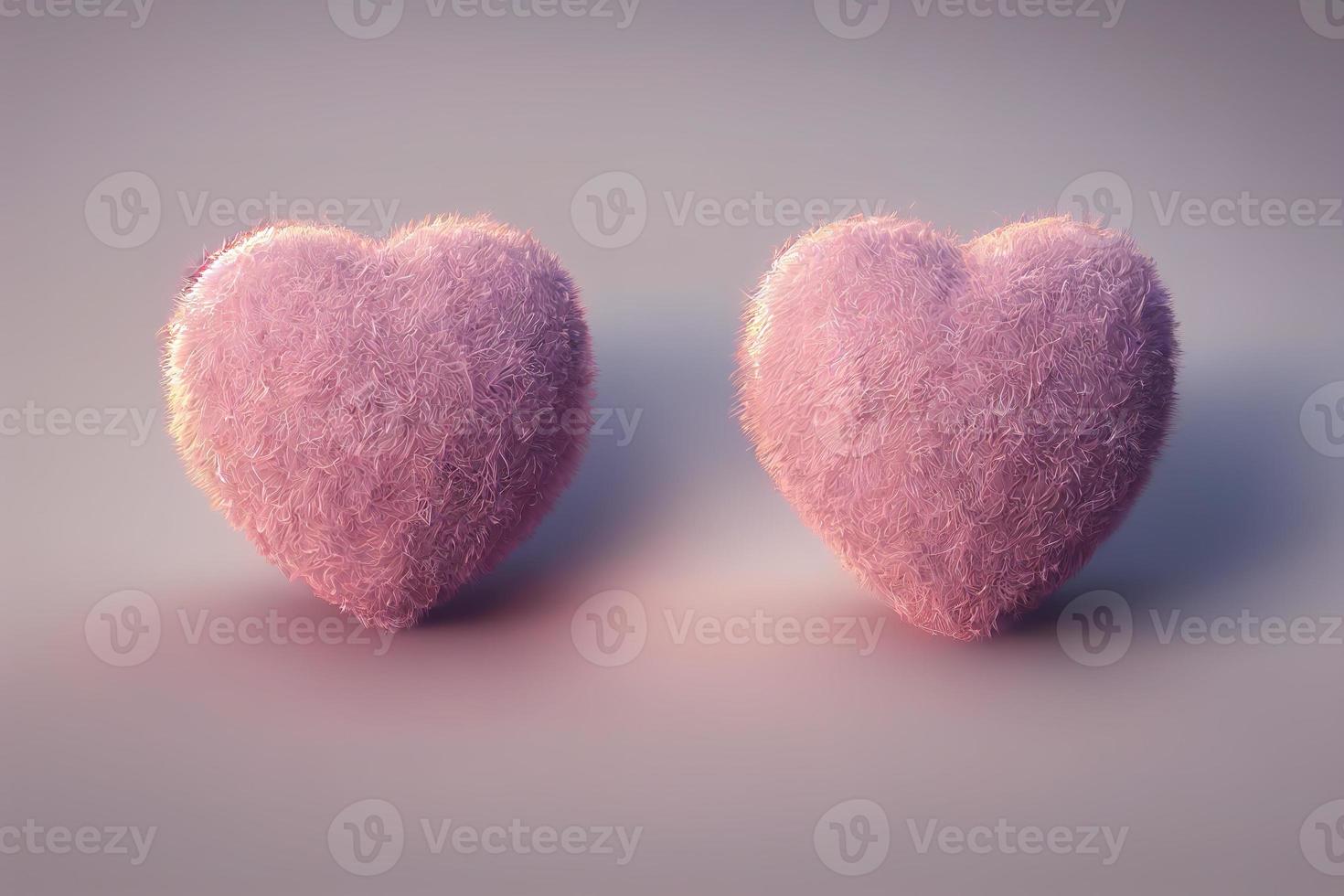 Pink fluffy hearts. AI render photo