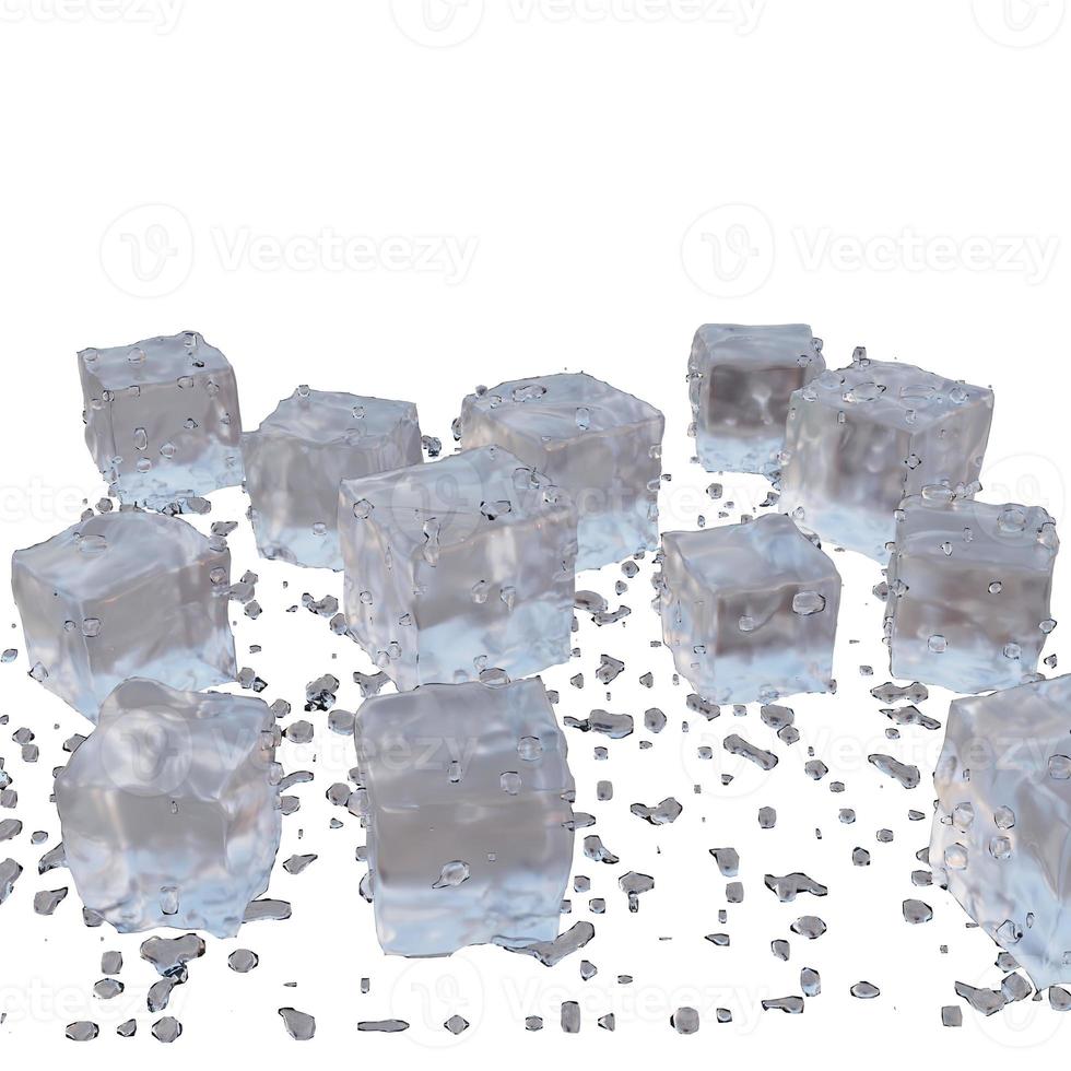 Heap of ice cubes. 3d render. photo