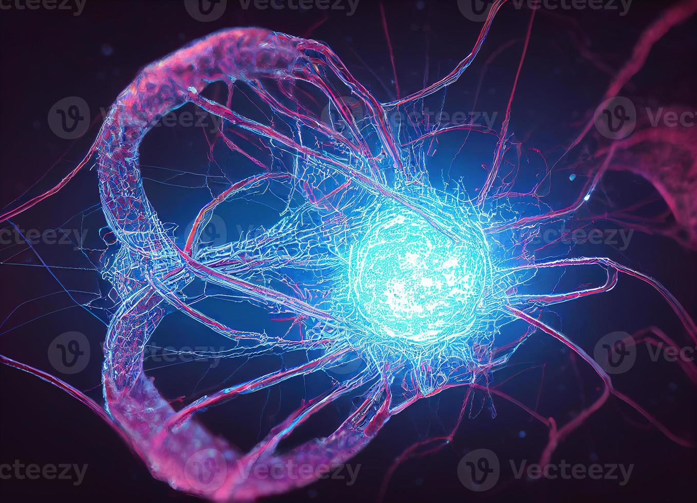 Neural network electrical background. AI render. photo