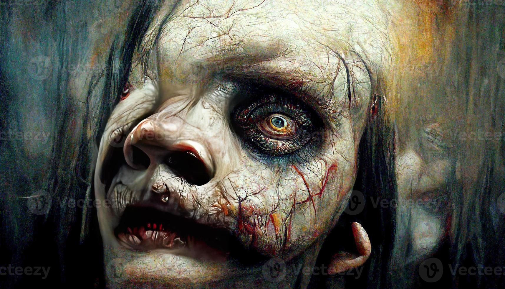 Zombie horror picture. AI render photo