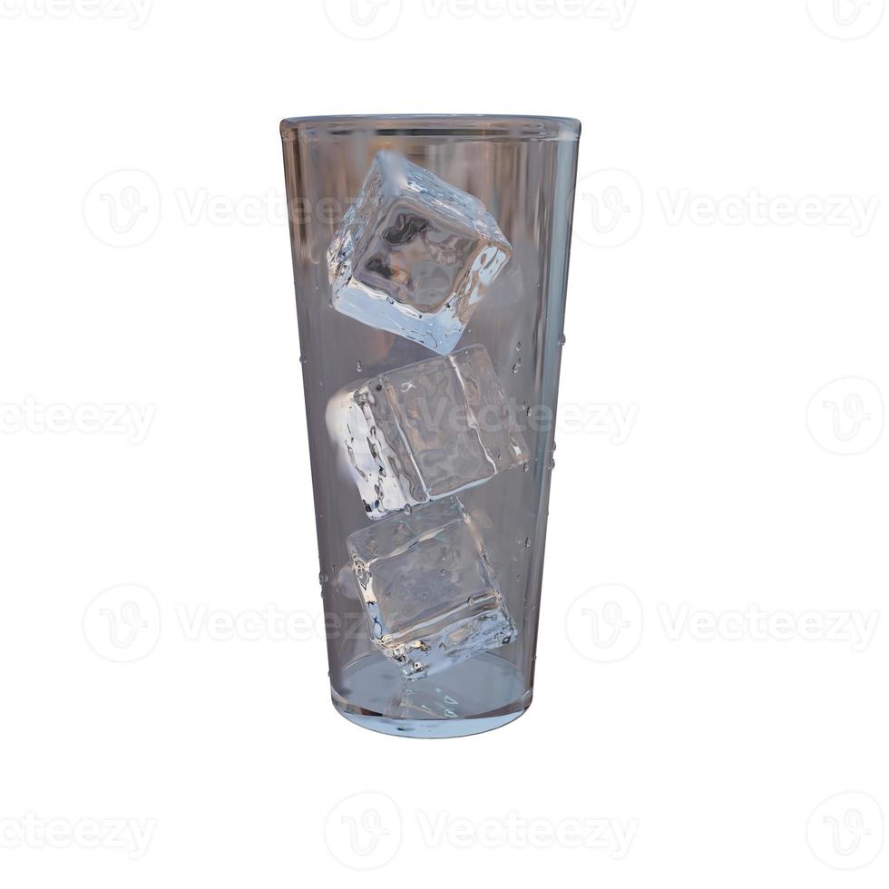 Glass with ice cubes. 3d render. photo