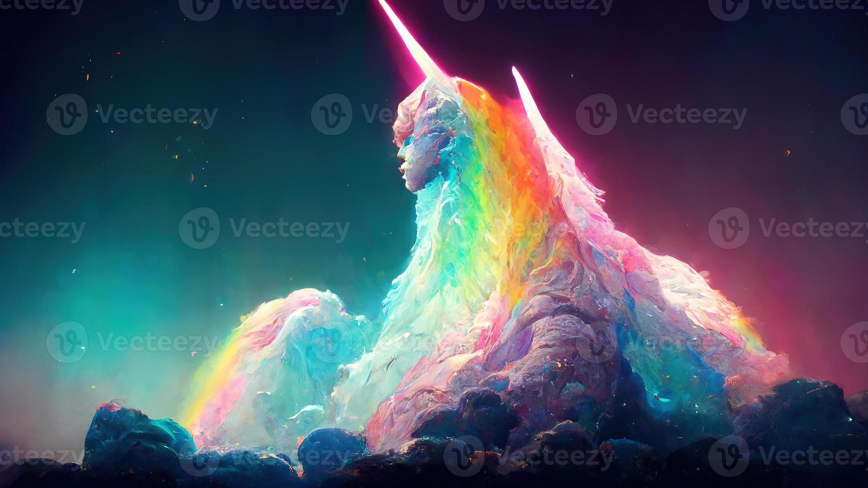 Rainbow Unicorn. Background. AI render. photo