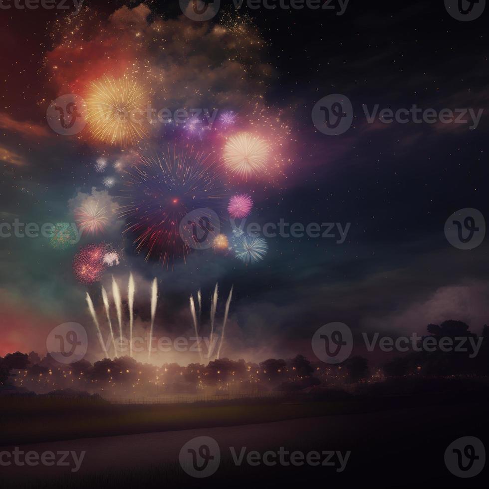 Excellent Fireworks Shot. AI render photo