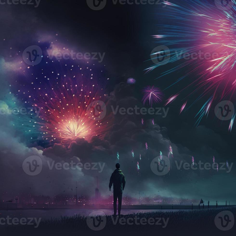 Excellent Fireworks Shot. AI render photo