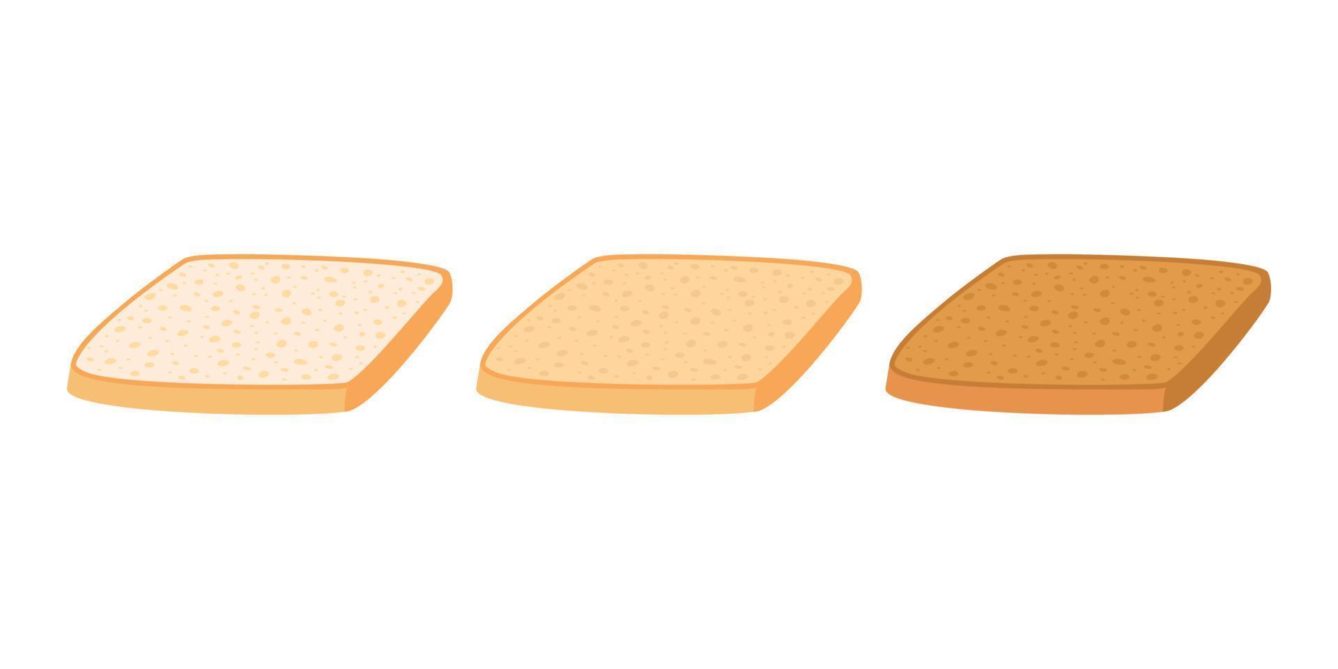 brindis un pan cortar rebanada desde trigo colocar. tostado pedazo panadería alimento. rebanadas de brindis un pan con variar grados de tostado cuadrado pan, blanco un pan. vector ilustración