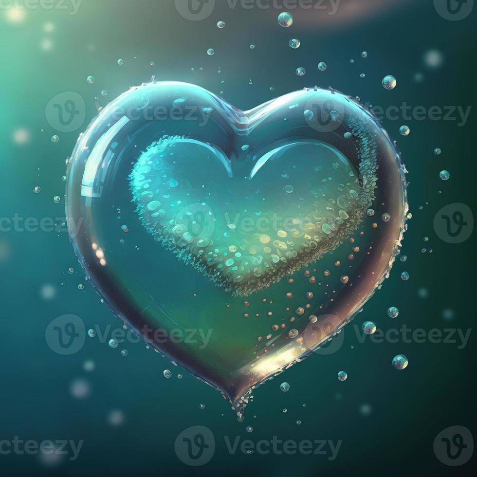 Air bubble heart. AI render. photo