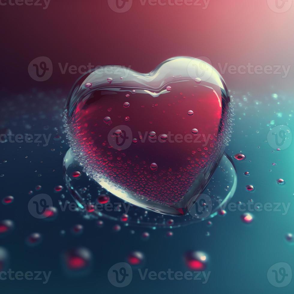 Heart Shape Bubble. AI render. photo