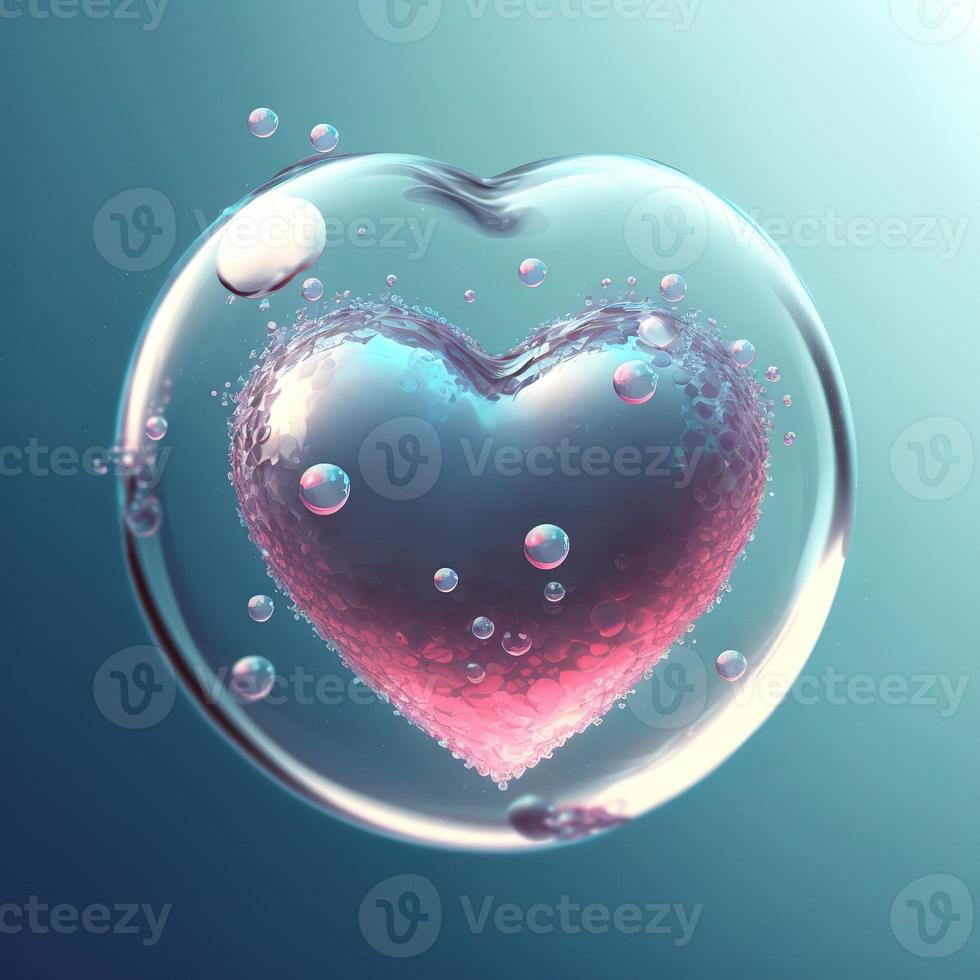 Heart Shape Bubble. AI render. photo