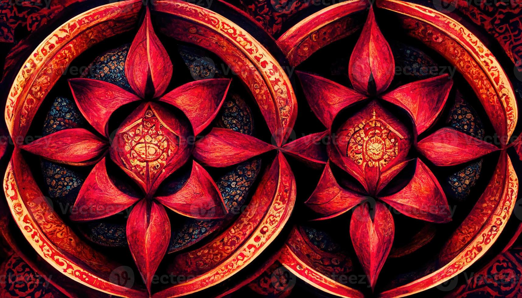 Red amulet, mandala. AI render. photo