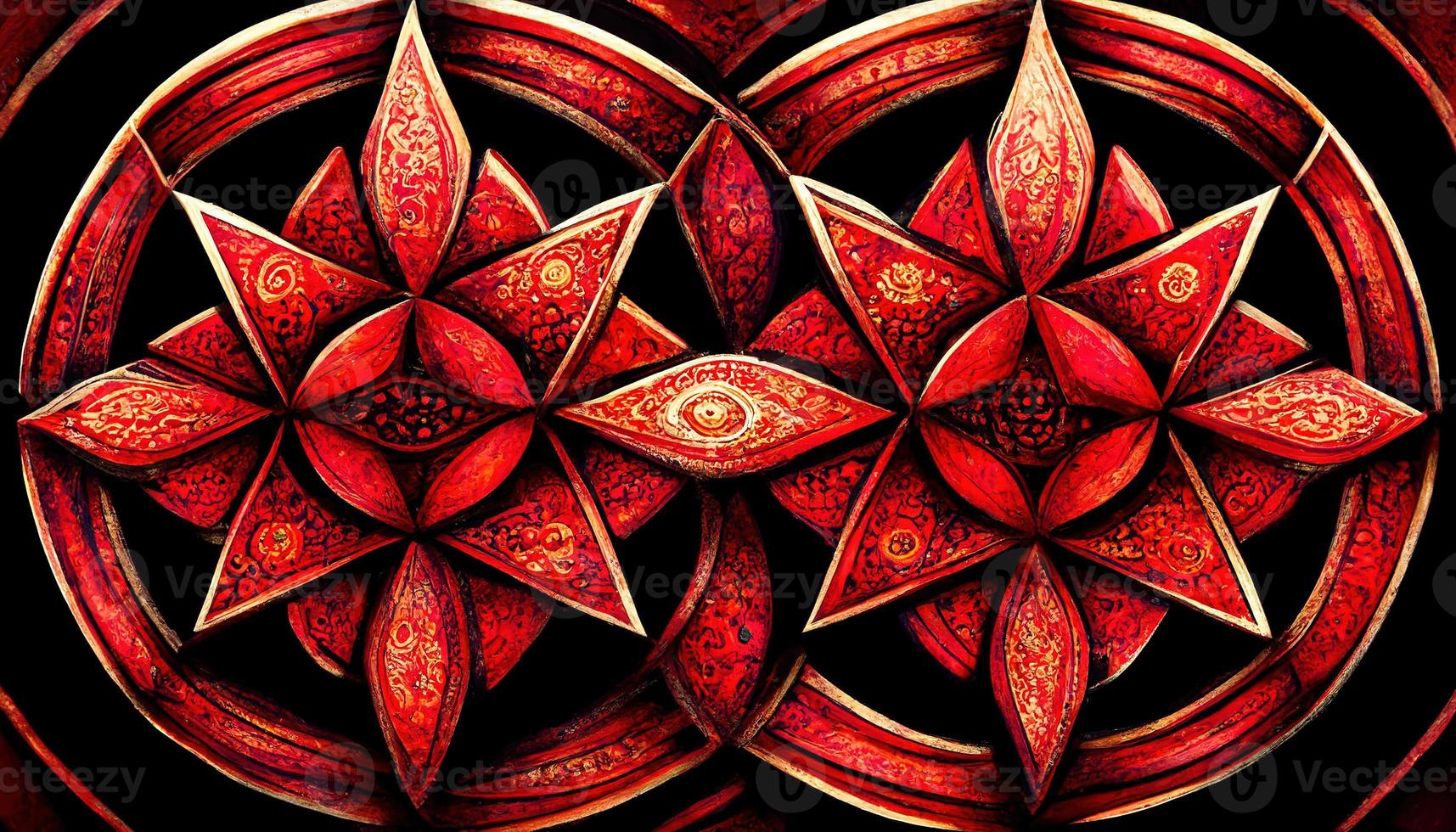 Red amulet, mandala. AI render. photo