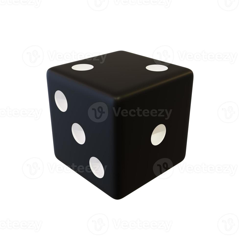 Black play plastic dice. Black realistic plastic bone. photo