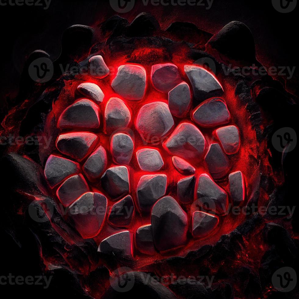 Hot burning coals. AI render. photo