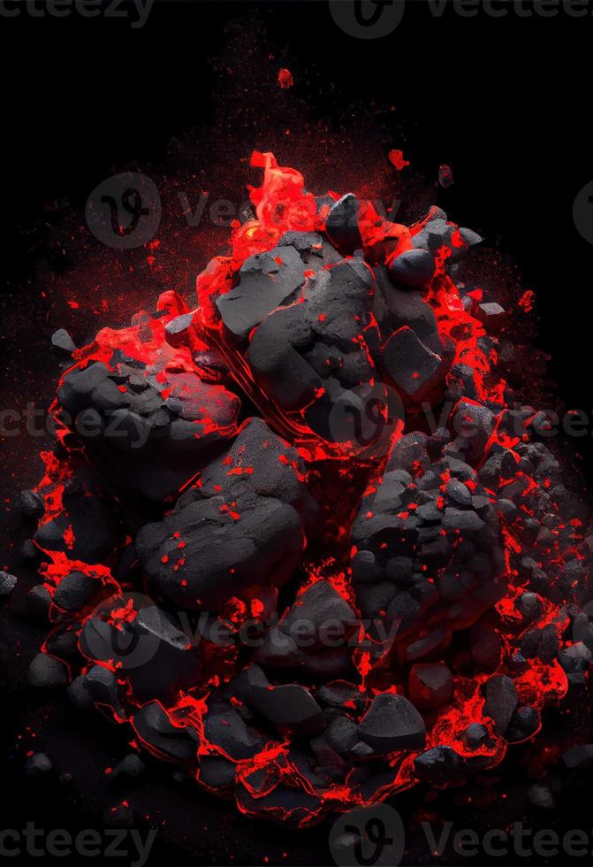 Hot burning coals. AI render. photo