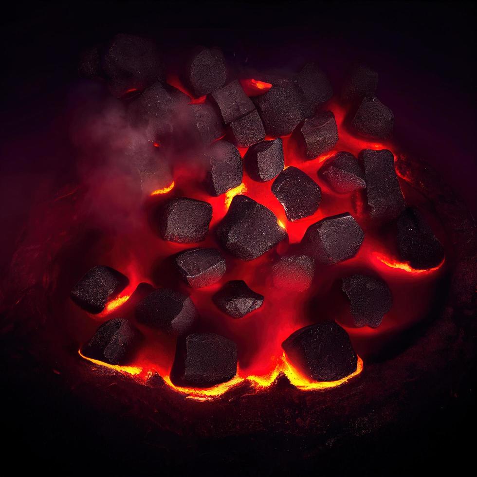 Hot burning coals. AI render. photo