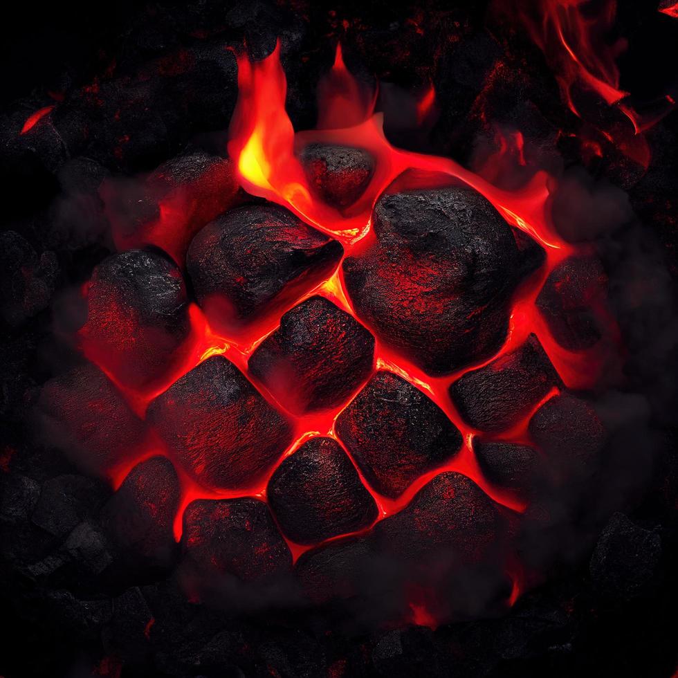 Hot burning coals. AI render. photo