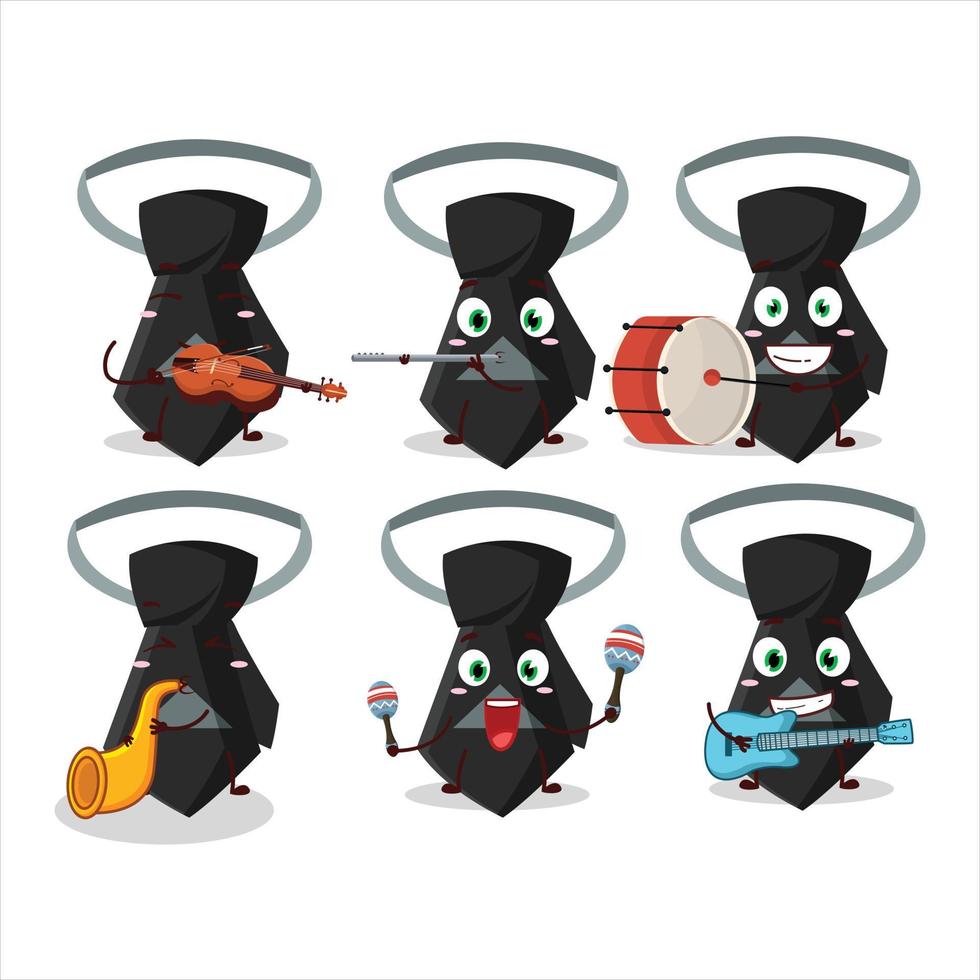 Cartoon character of black tie playing some musical instruments vector