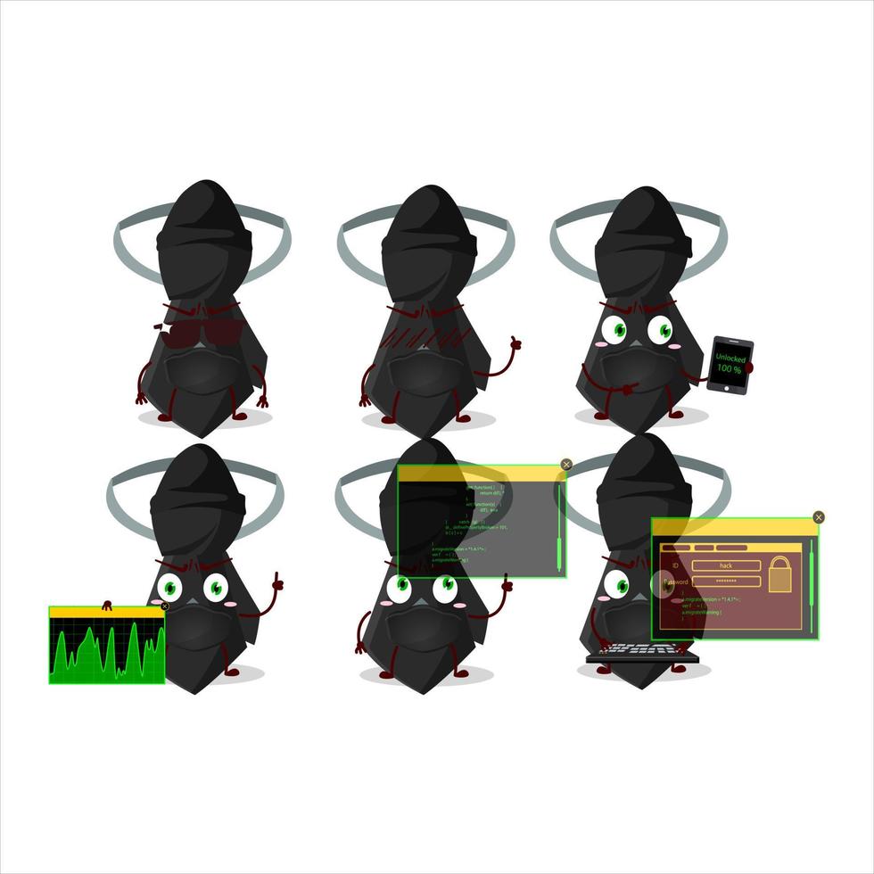 un hacker negro Corbata personaje mascota con vector