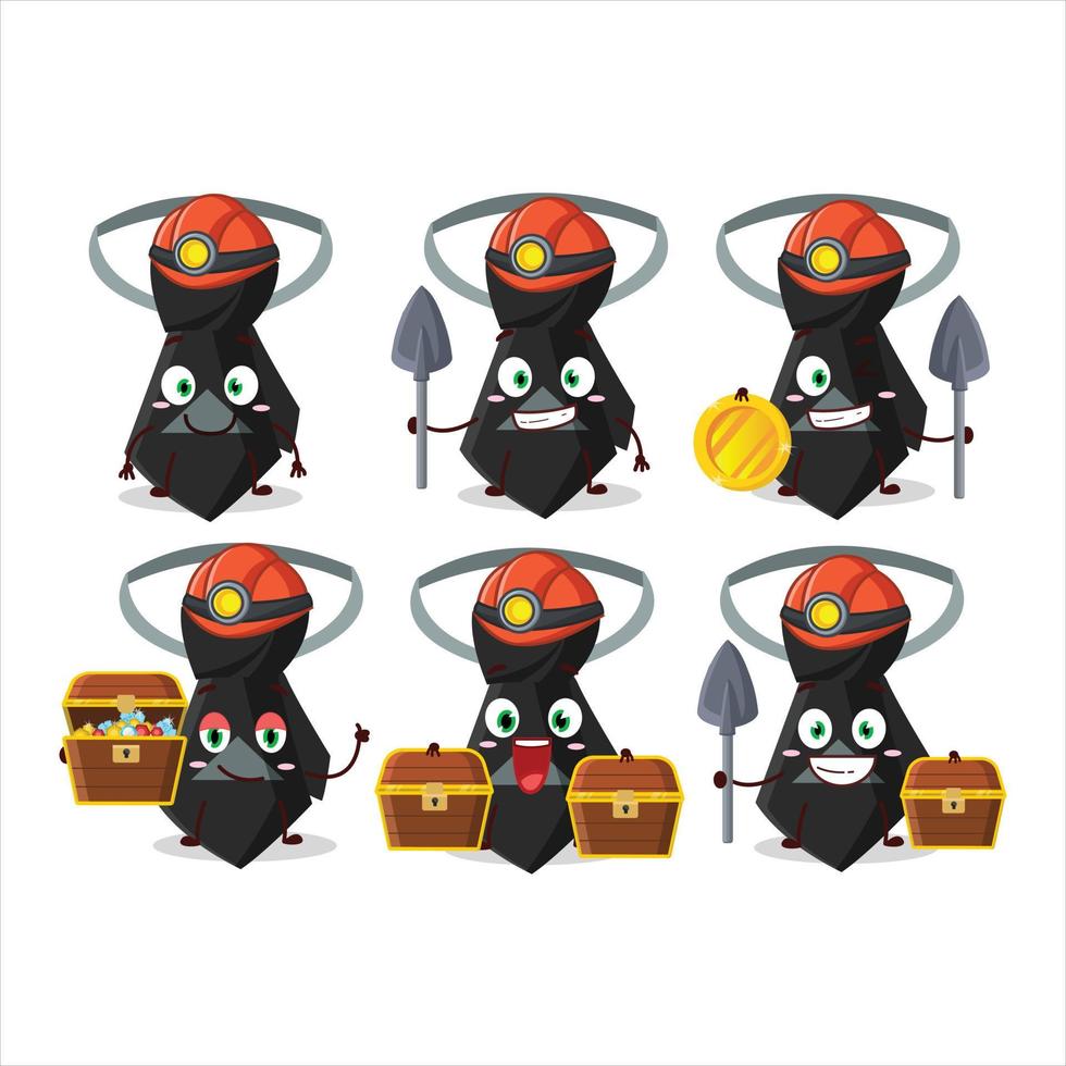 mineros negro Corbata linda mascota personaje vistiendo casco vector