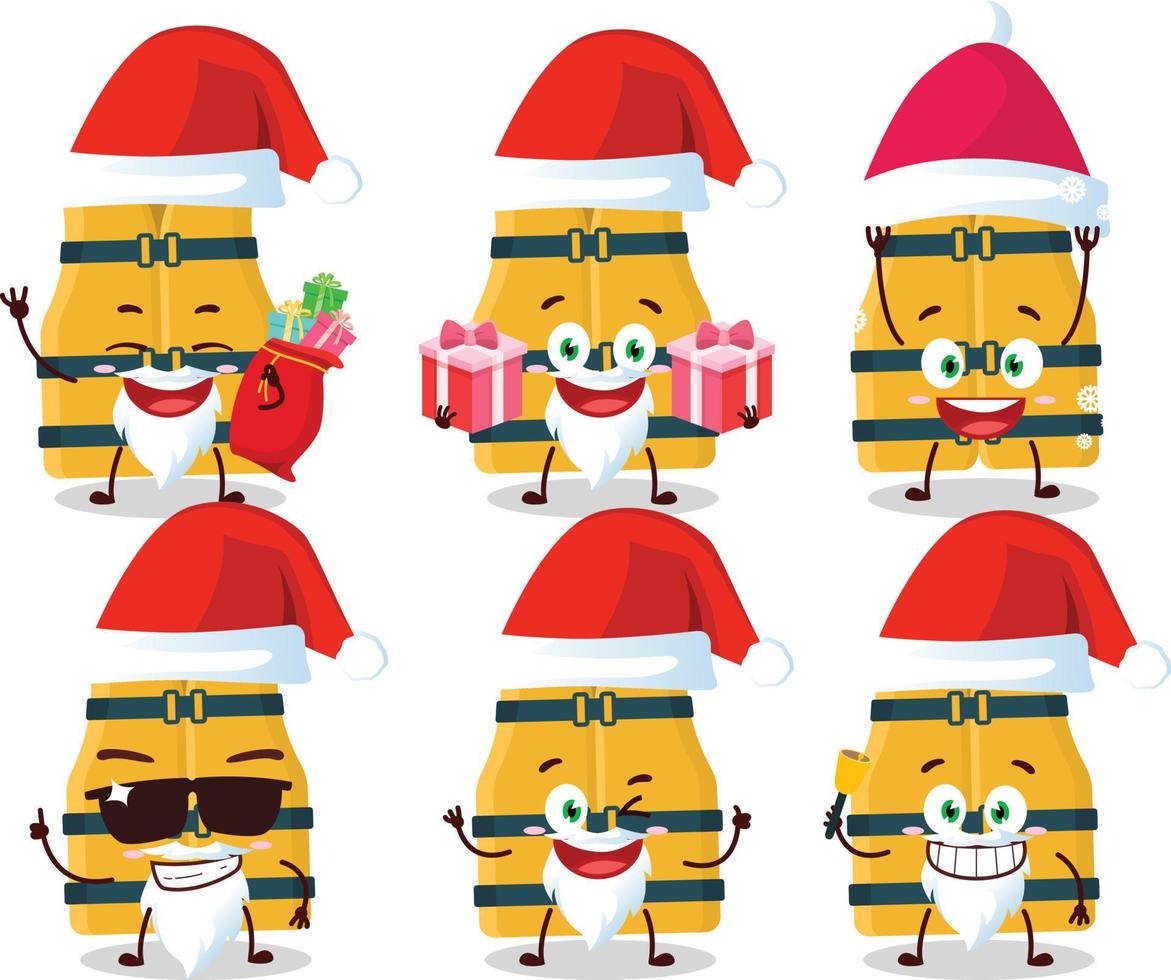 Santa Claus emoticons with life vest cartoon character vector