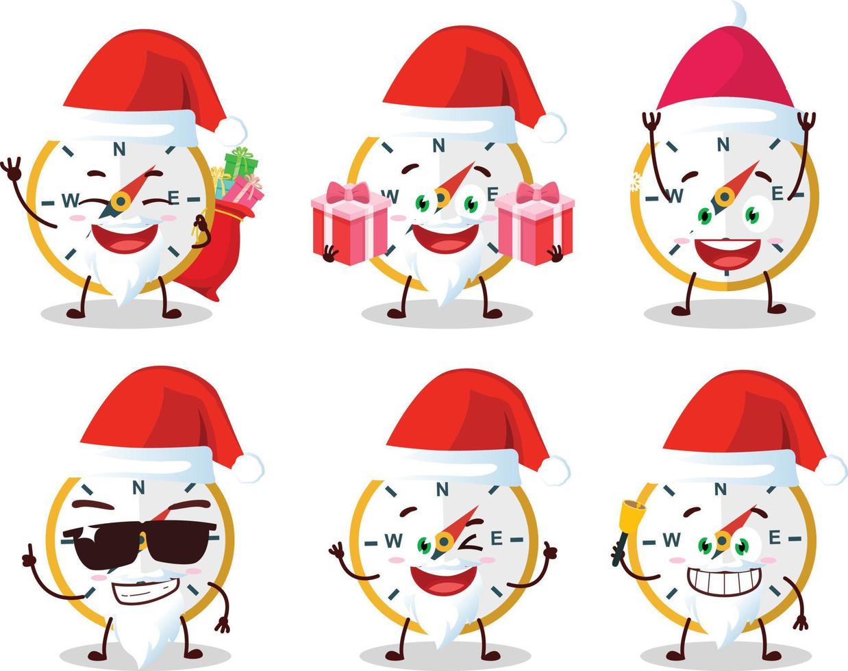 Papa Noel claus emoticones con Brújula dibujos animados personaje vector