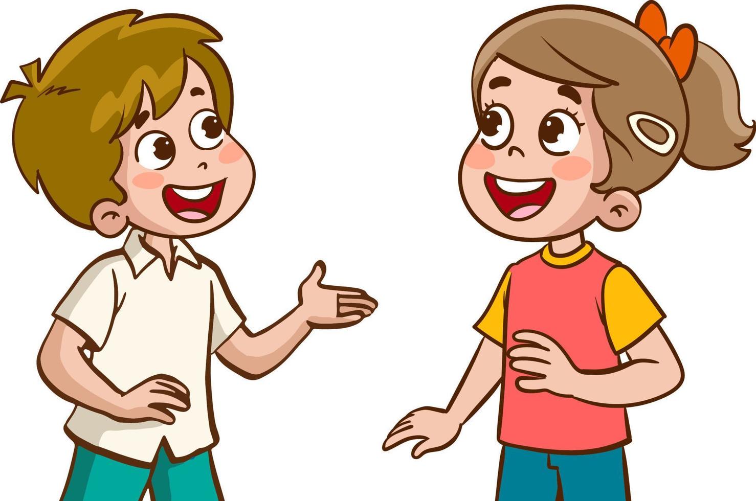 happy cute kids boy and girl talking each othercartoon vector