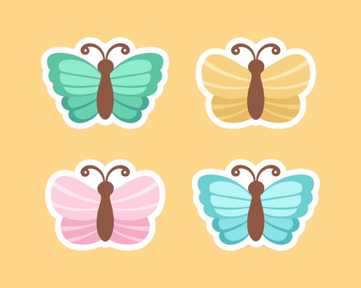 linda mariposa pegatinas ilustración colocar. bonito vector mariposas con primavera y verano colores para niños.