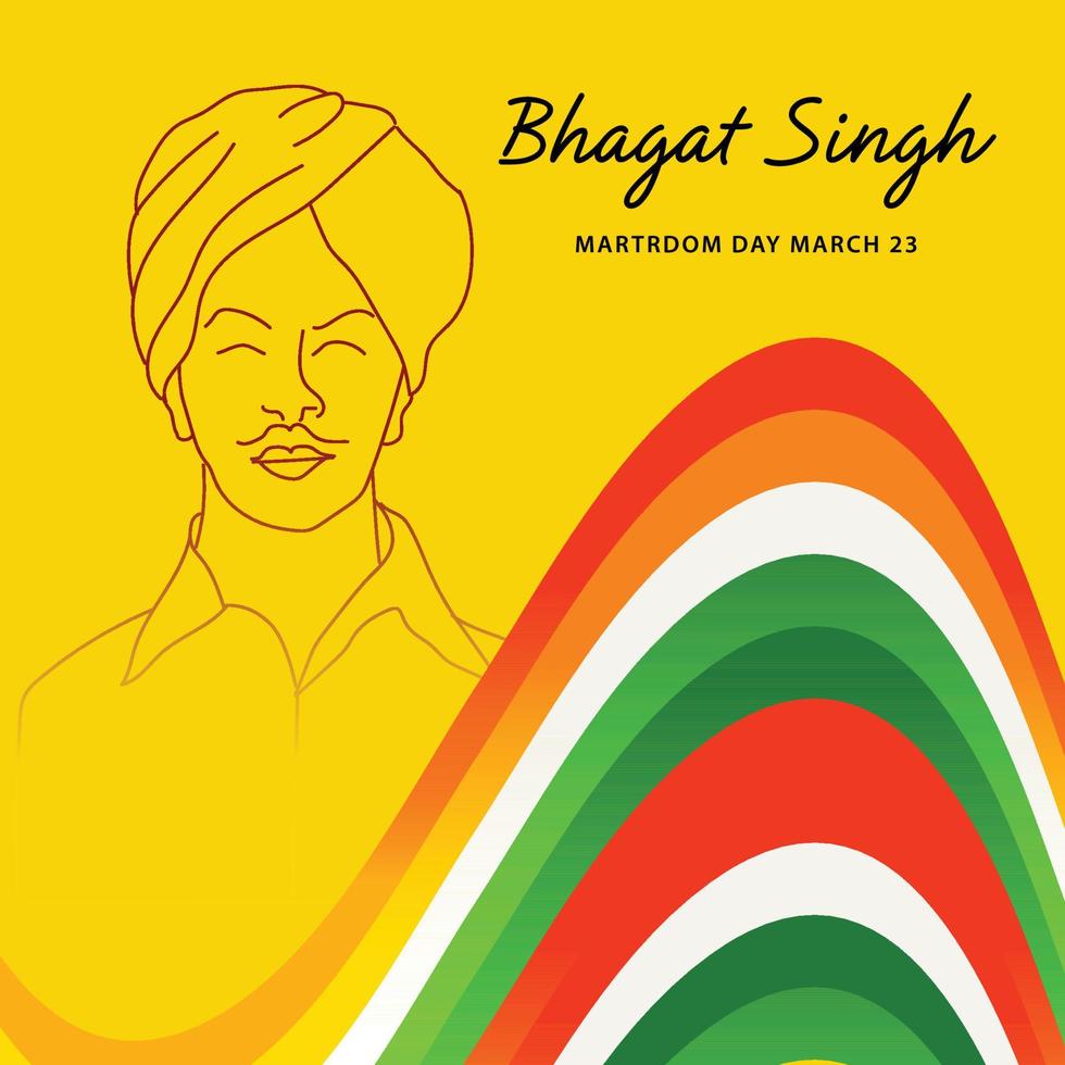 Vector illustration of a Background for  Indian Martyr's Day with freedom fighter Bhagat Singh.