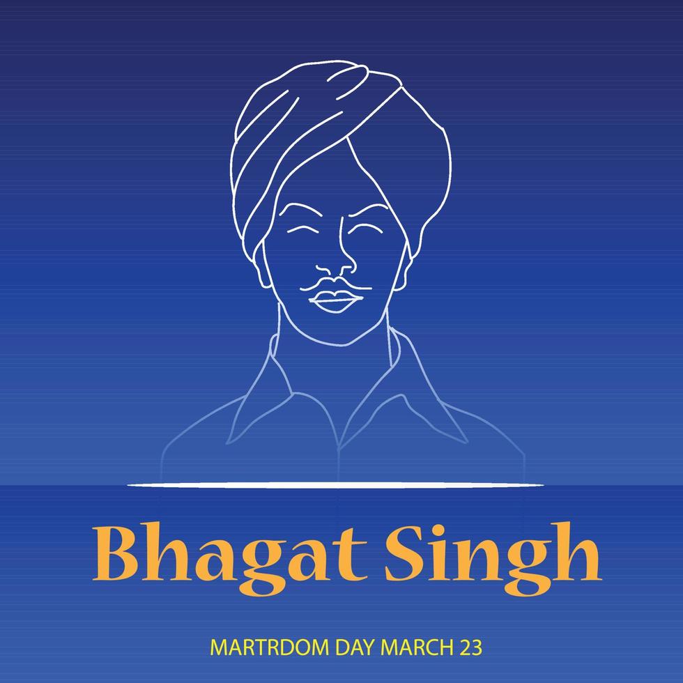 Vector illustration of a Background for  Indian Martyr's Day with freedom fighter Bhagat Singh.