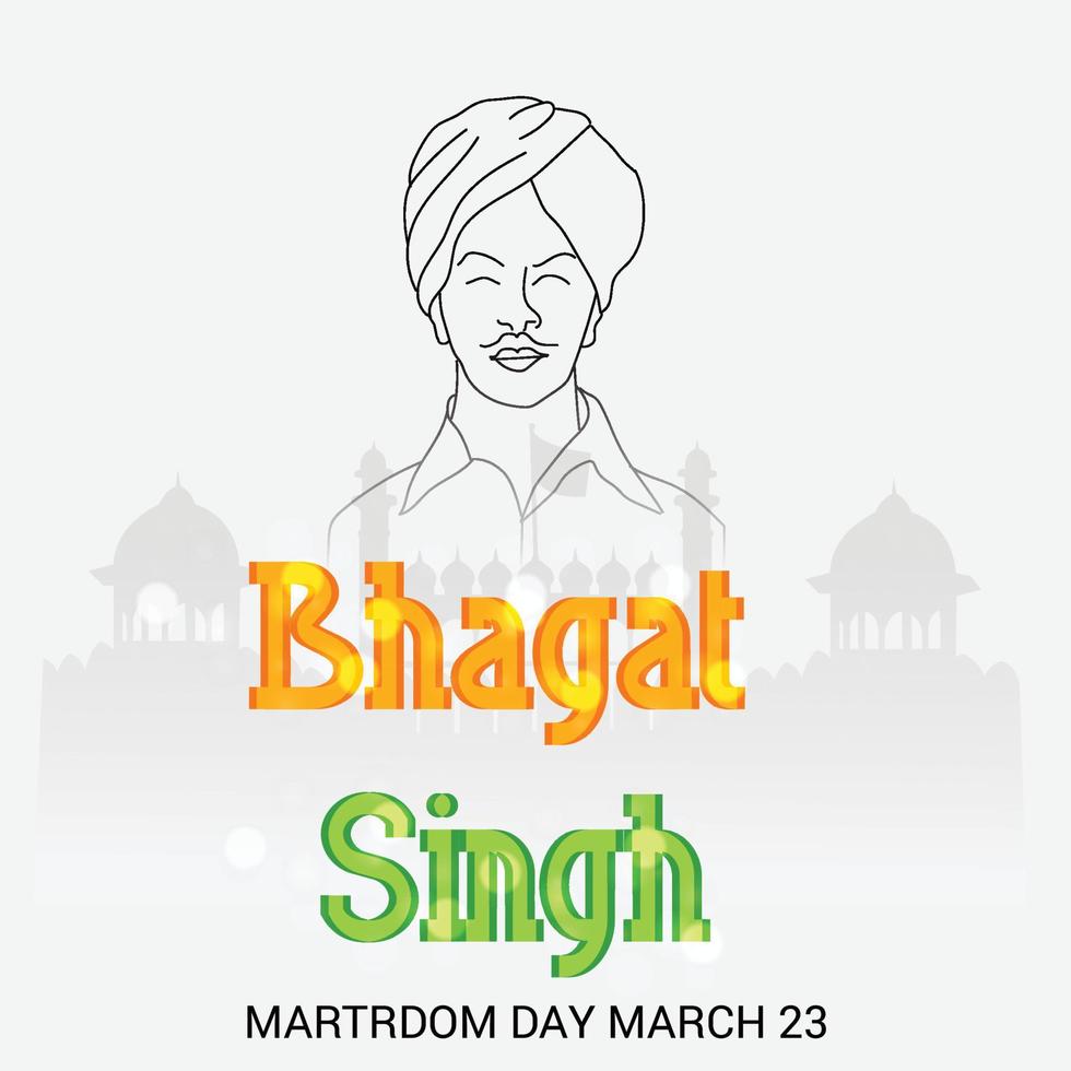 Vector illustration of a Background for  Indian Martyr's Day with freedom fighter Bhagat Singh.