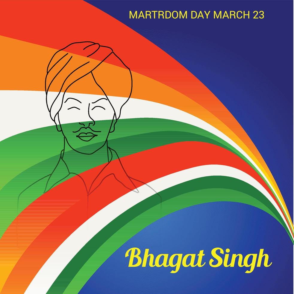 Vector illustration of a Background for  Indian Martyr's Day with freedom fighter Bhagat Singh.