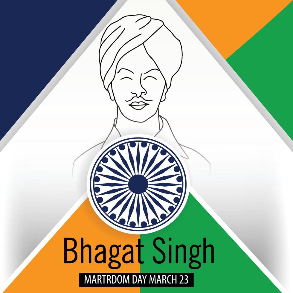 Vector illustration of a Background for  Indian Martyr's Day with freedom fighter Bhagat Singh.