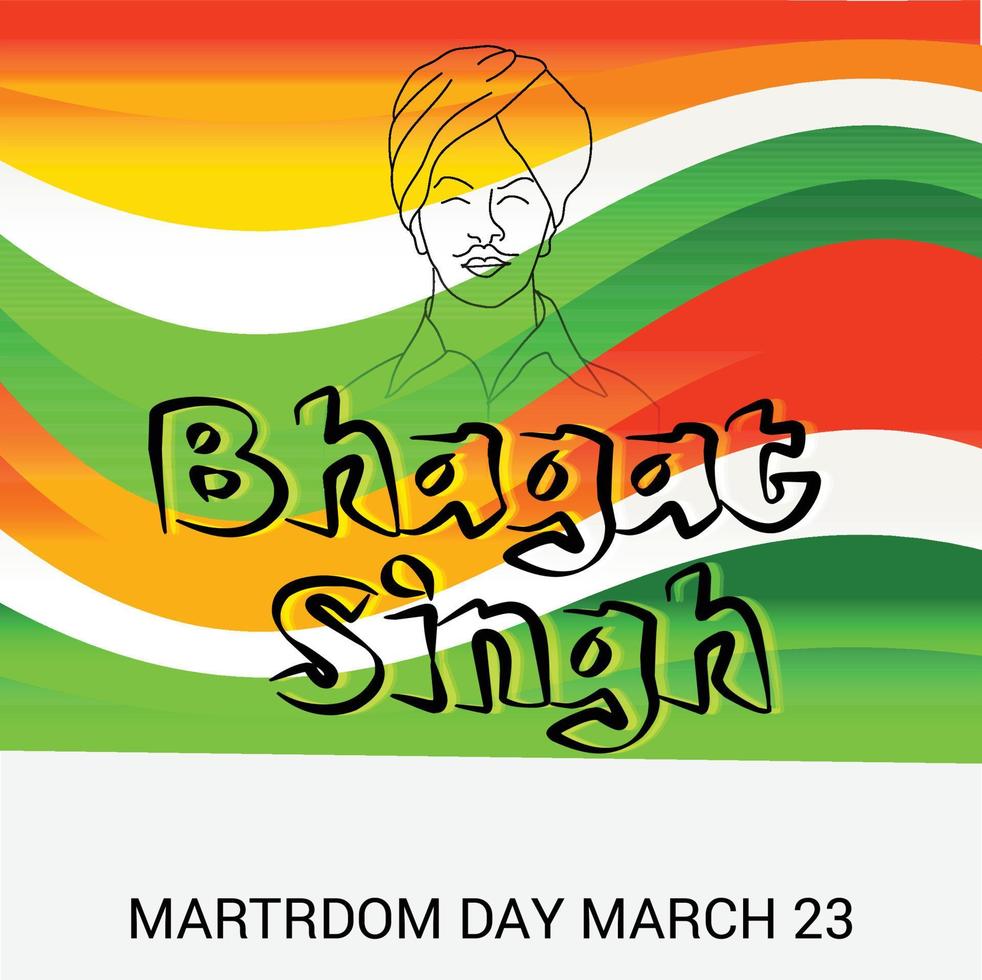 Vector illustration of a Background for  Indian Martyr's Day with freedom fighter Bhagat Singh.