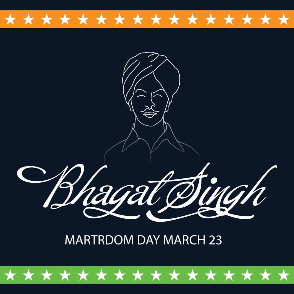 Vector illustration of a Background for  Indian Martyr's Day with freedom fighter Bhagat Singh.