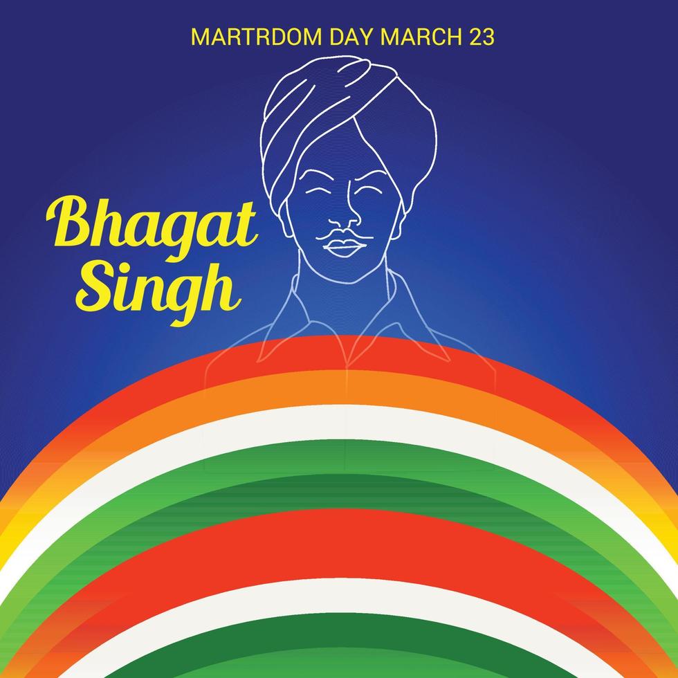 Vector illustration of a Background for  Indian Martyr's Day with freedom fighter Bhagat Singh.